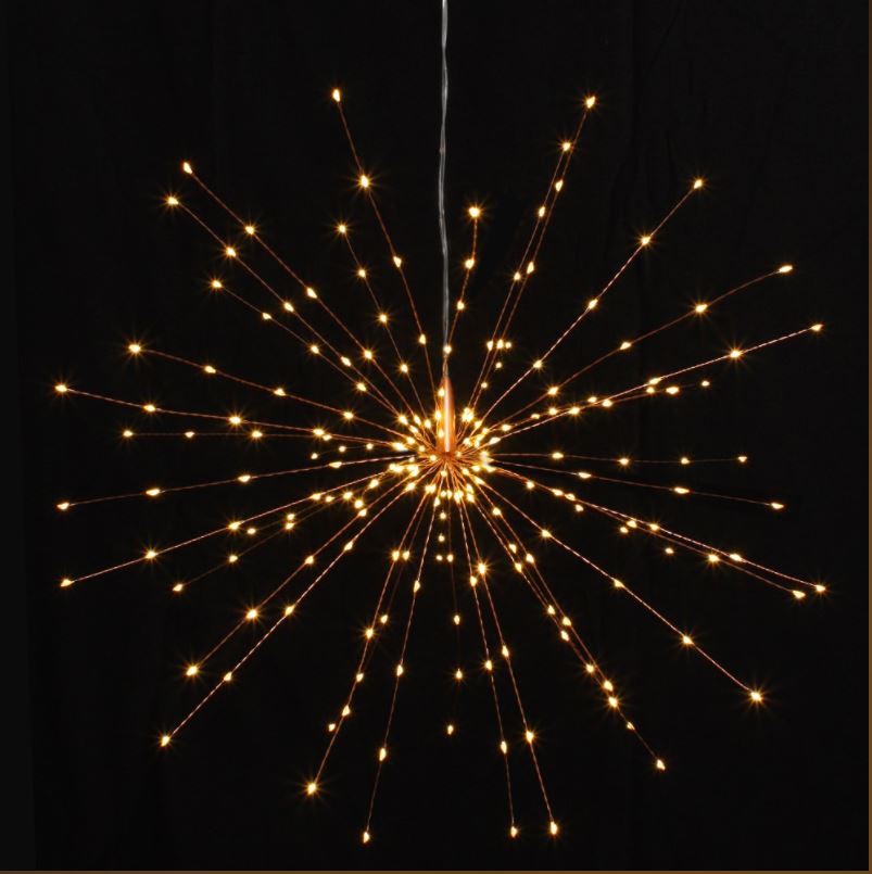 greige Large Hanging Starburst LED Light Decoration - Silver or Copper - Mains Operated