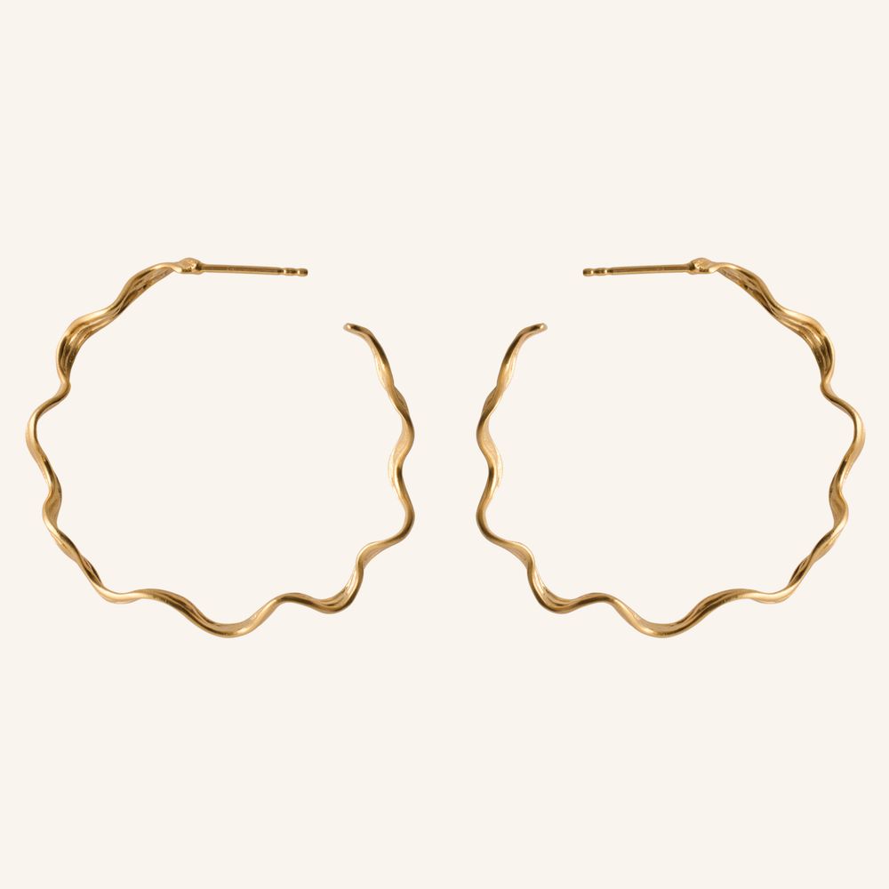 greige Large Hellir Hoop Earrings - Gold - Pernille Corydon