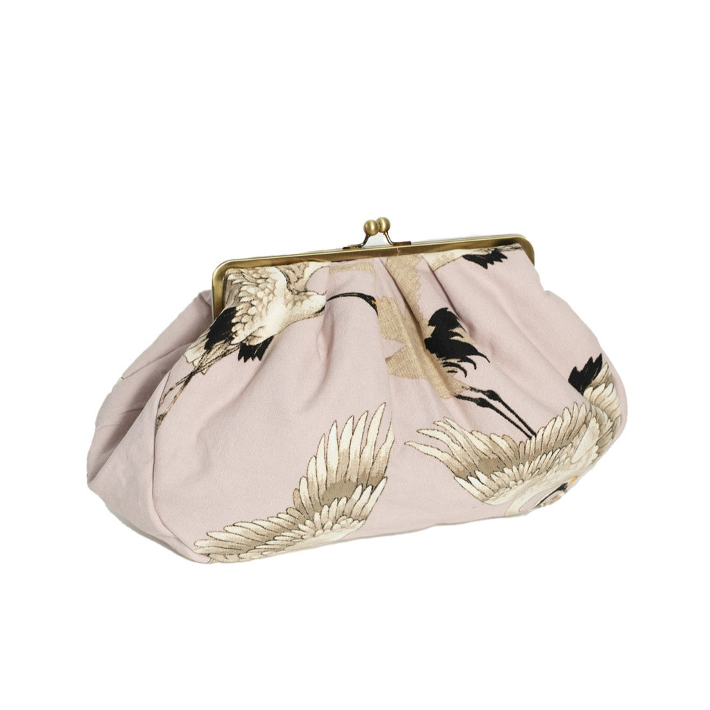Greige Large Kiss Lock Clutch Bag - Stork Plaster Pink - One Hundred Stars