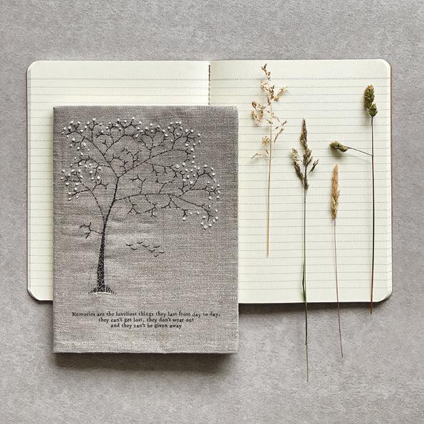 Greige Large Linen Notebook - Memories Are The Loveliest