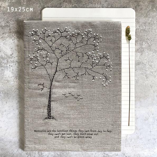 greige Large Linen Notebook - Memories are the loveliest