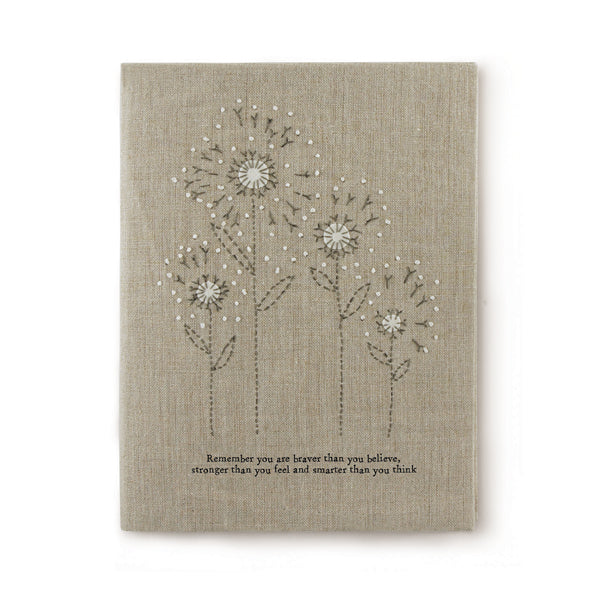 Greige Large Linen Notebook - Remember You Are Braver