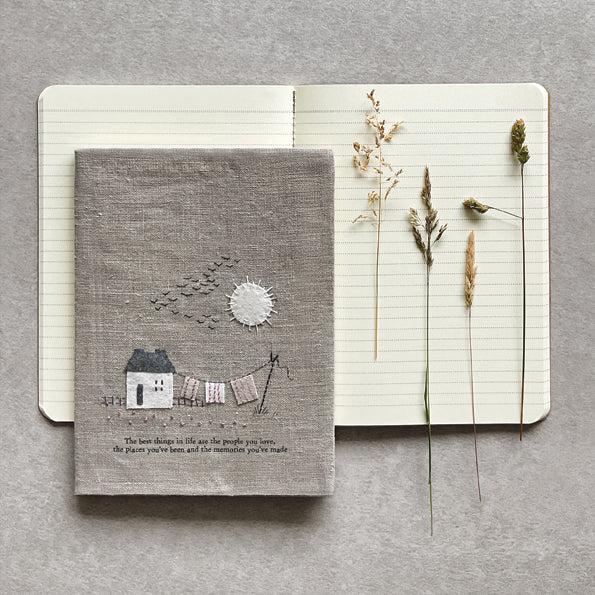 Greige Large Linen Notebook - The Best Things In Life