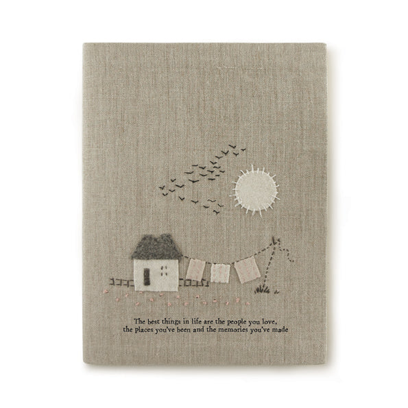 Greige Large Linen Notebook - The Best Things In Life