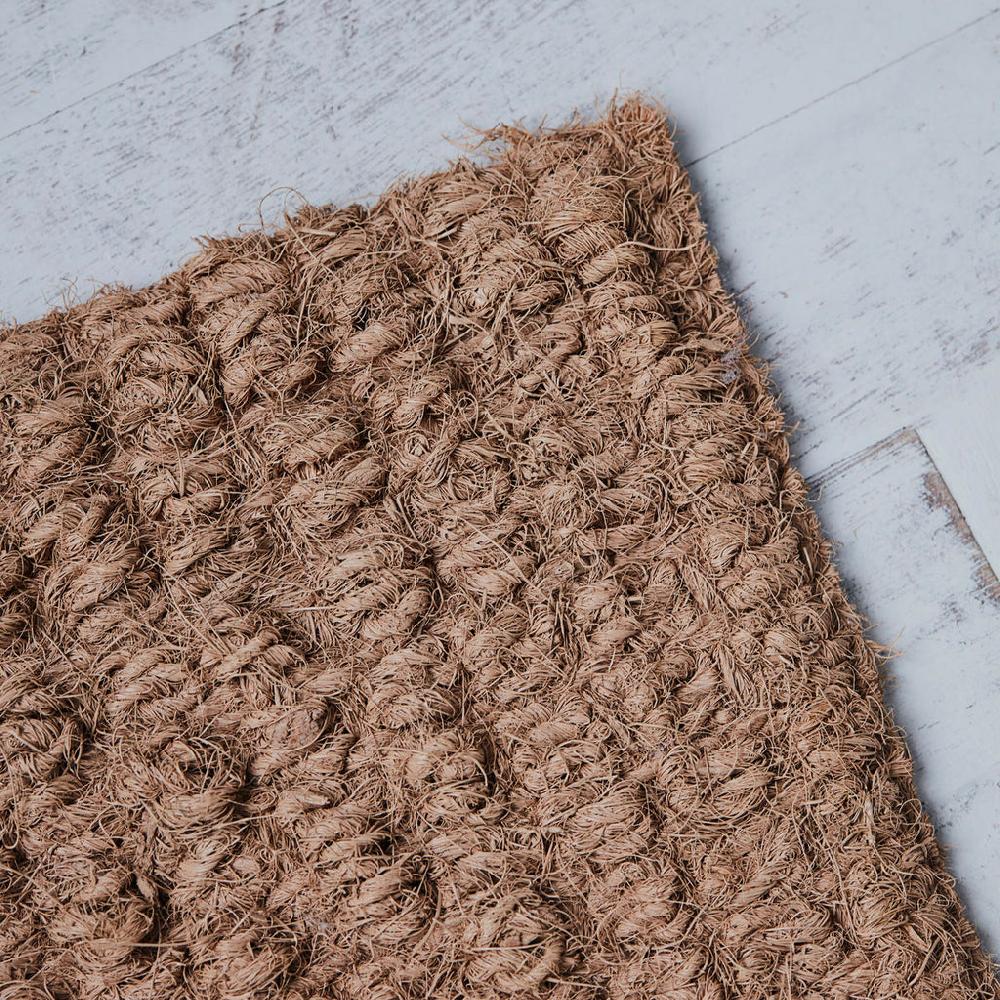 Greige Large Natural Coir Doormat With Rubber Backing - Two Sizes