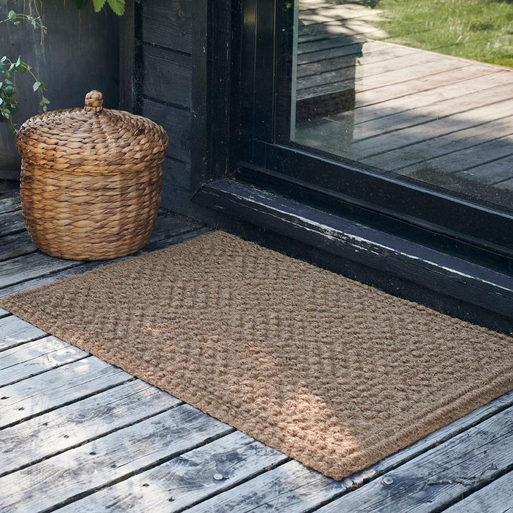 greige Large Natural Coir Doormat with Rubber Backing - Two Sizes