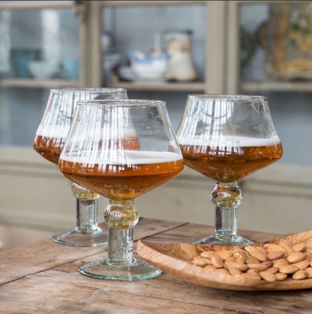 greige Large Stemmed Beer or Gin Glass - Clear or Smoke Blue