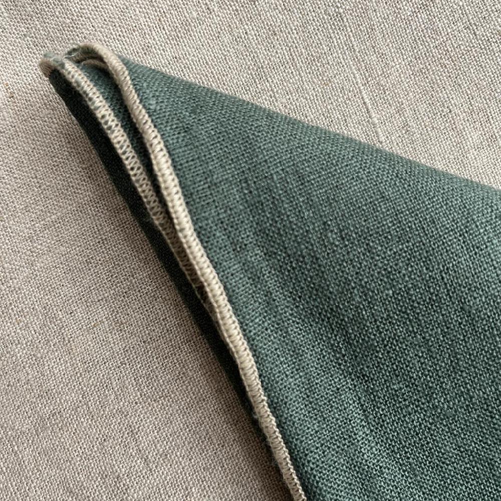Greige Linen Tablecloth With Natural Overstitched Edge - Pigeon