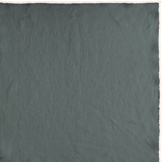 greige Linen Tablecloth with Natural Overstitched Edge - Pigeon