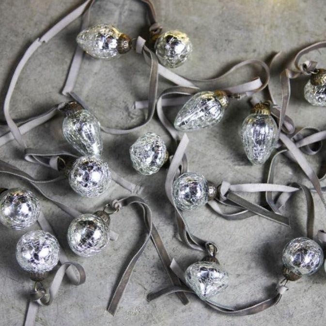 Greige Little Glass Baubles In A Glass Jar - Antique Silver Or Mixed Colours