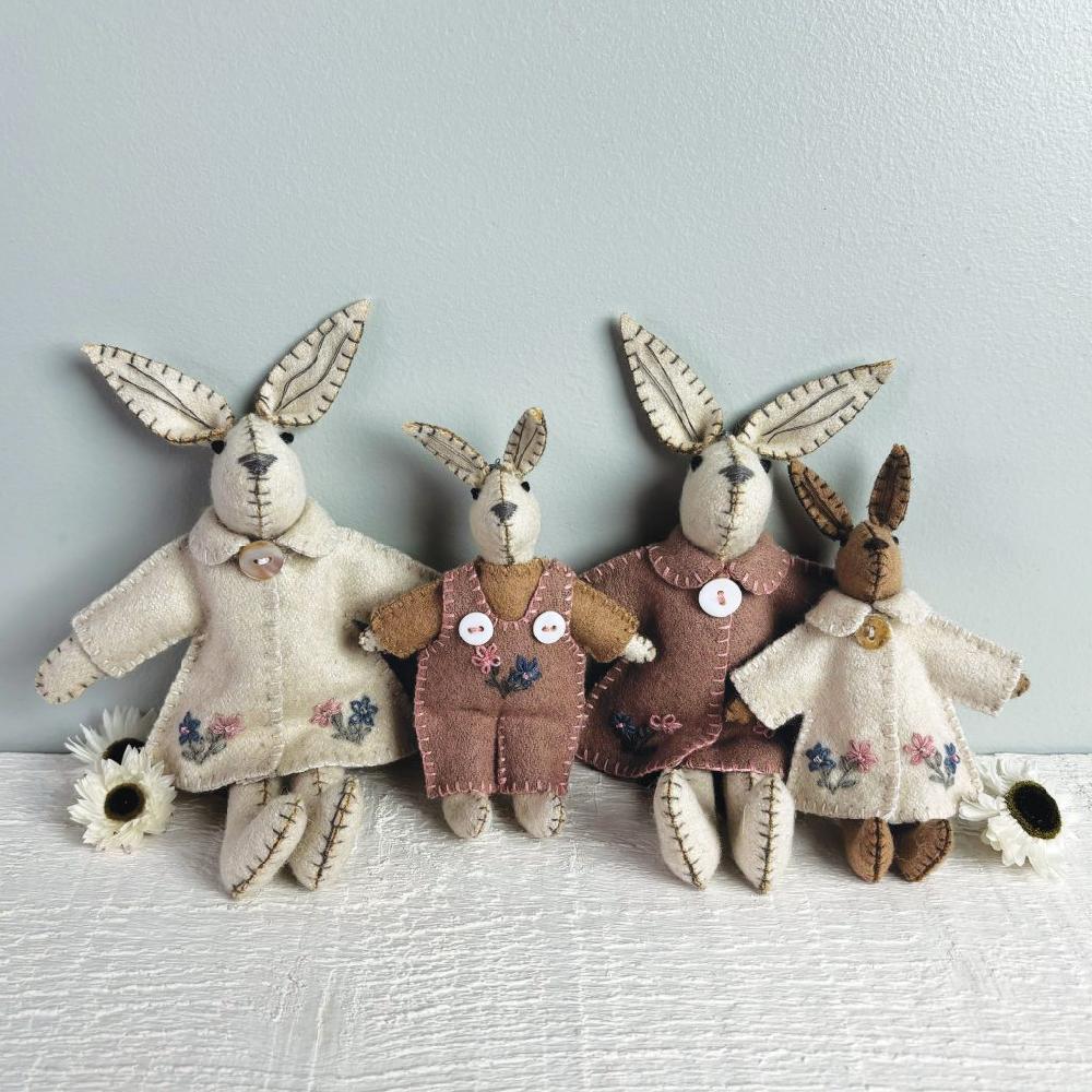 greige Little Hanging Felt Rabbit - Various Options - 12cm