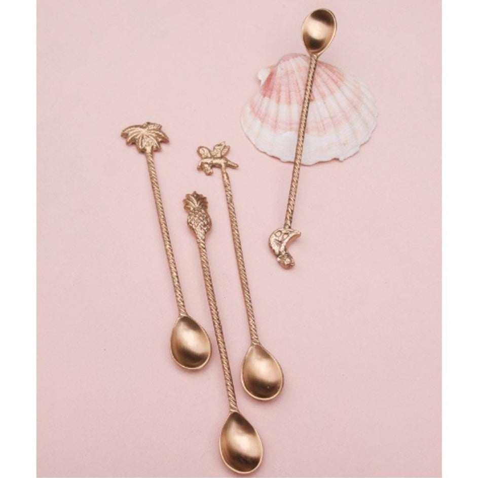 Greige Lola Latte Recycled Brass Spoons - Set Of Four