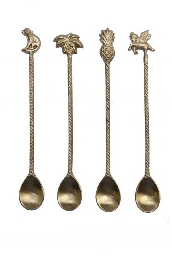 greige Lola Latte Recycled Brass Spoons - Set of Four