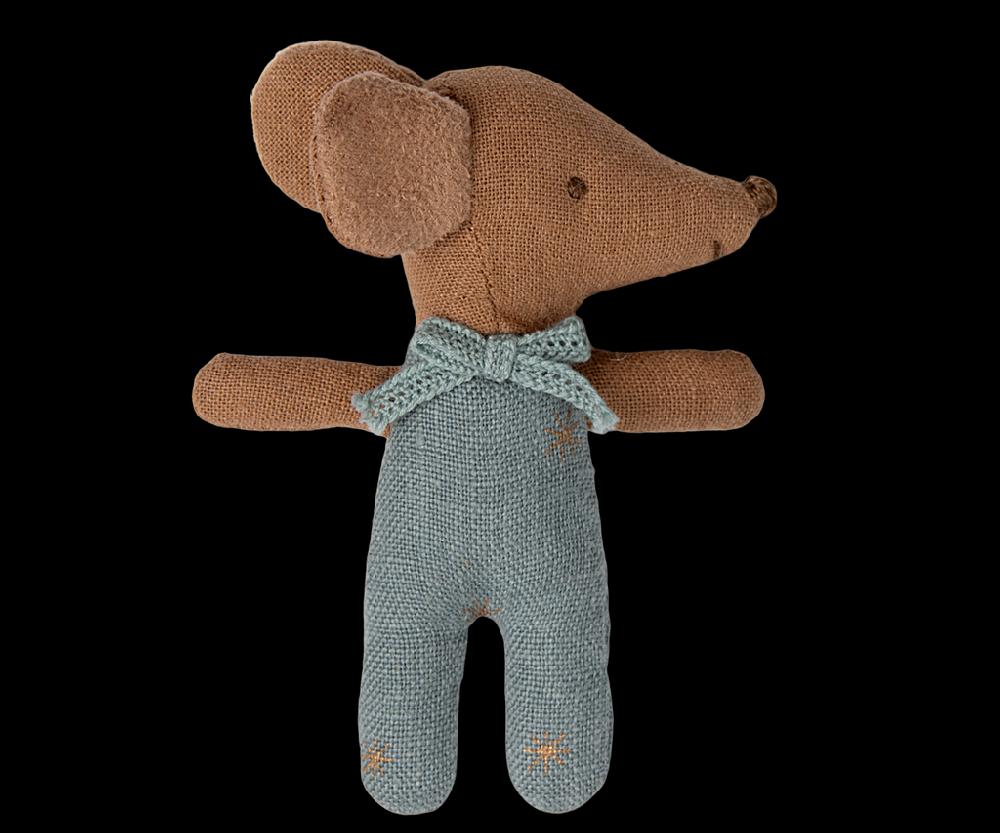 Greige Maileg Baby Boy Sleepy Wakey Mouse In A Matchbox