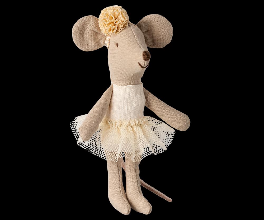 greige Maileg Ballerina Mouse - Little Sister - Off White
