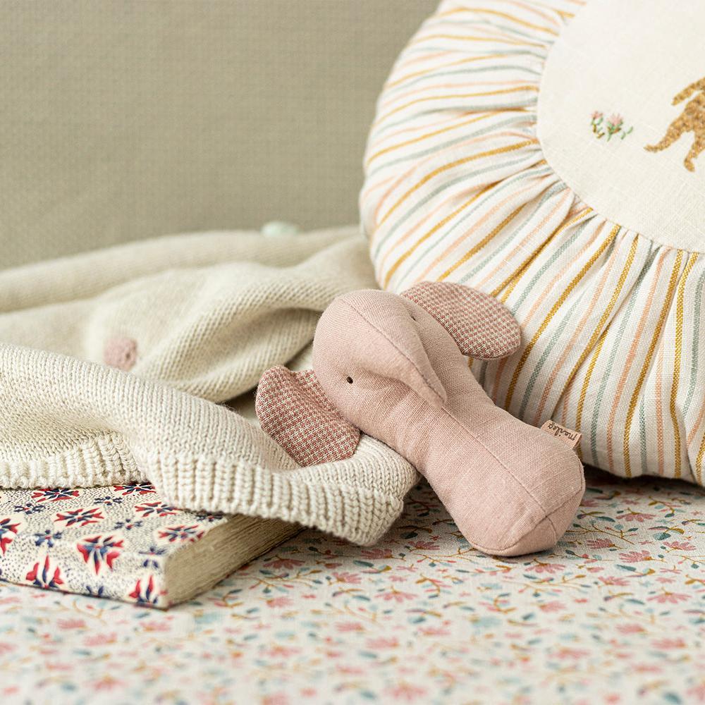 Greige Maileg Lullaby Friends Rattle - Rose Or Dusty Blue
