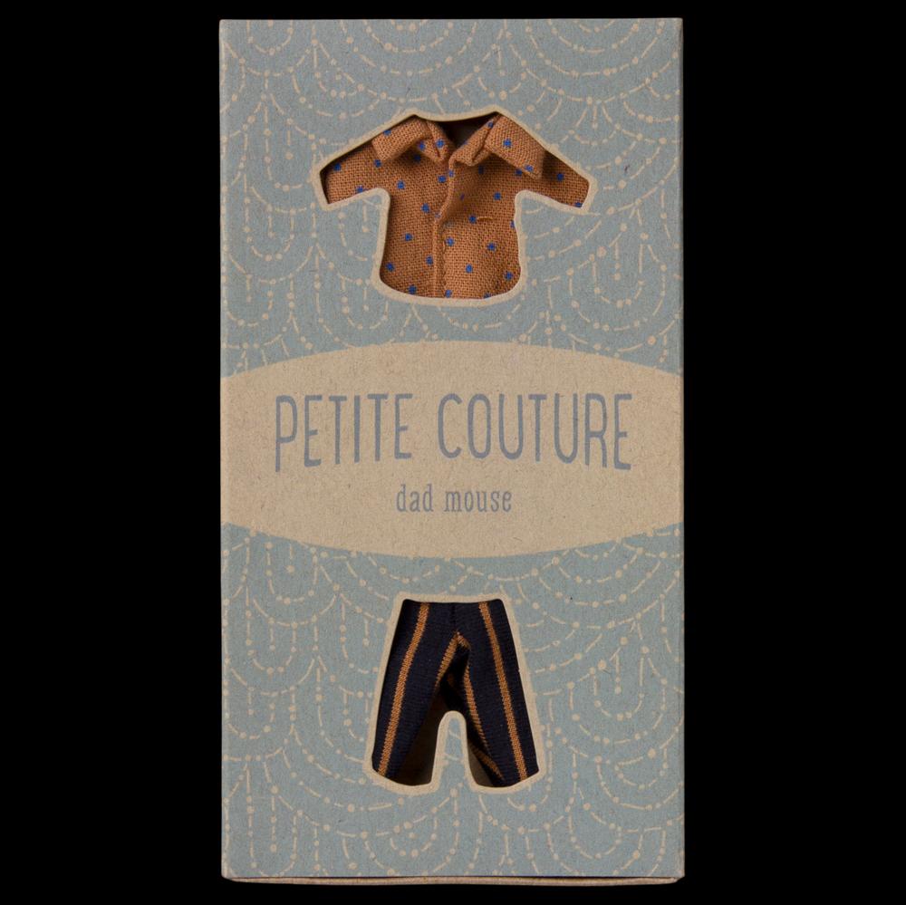 Greige Maileg Shirt And Striped Pants For Dad Mouse