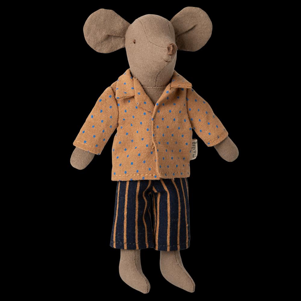 Greige Maileg Shirt And Striped Pants For Dad Mouse