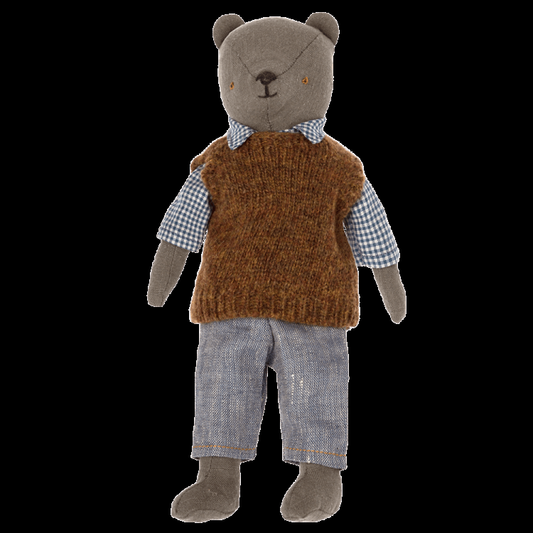Greige Maileg Shirt Slipover And Trousers For Teddy Dad