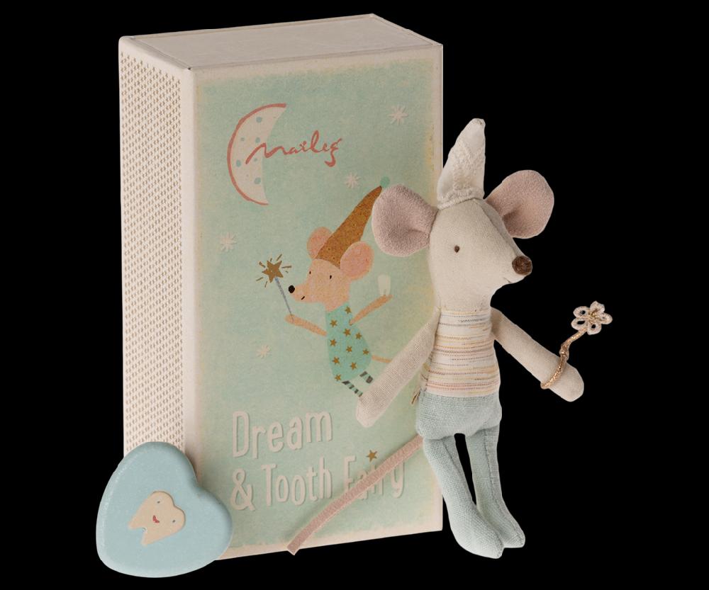 Greige Maileg Tooth Fairy Mouse Little Brother In Matchbox