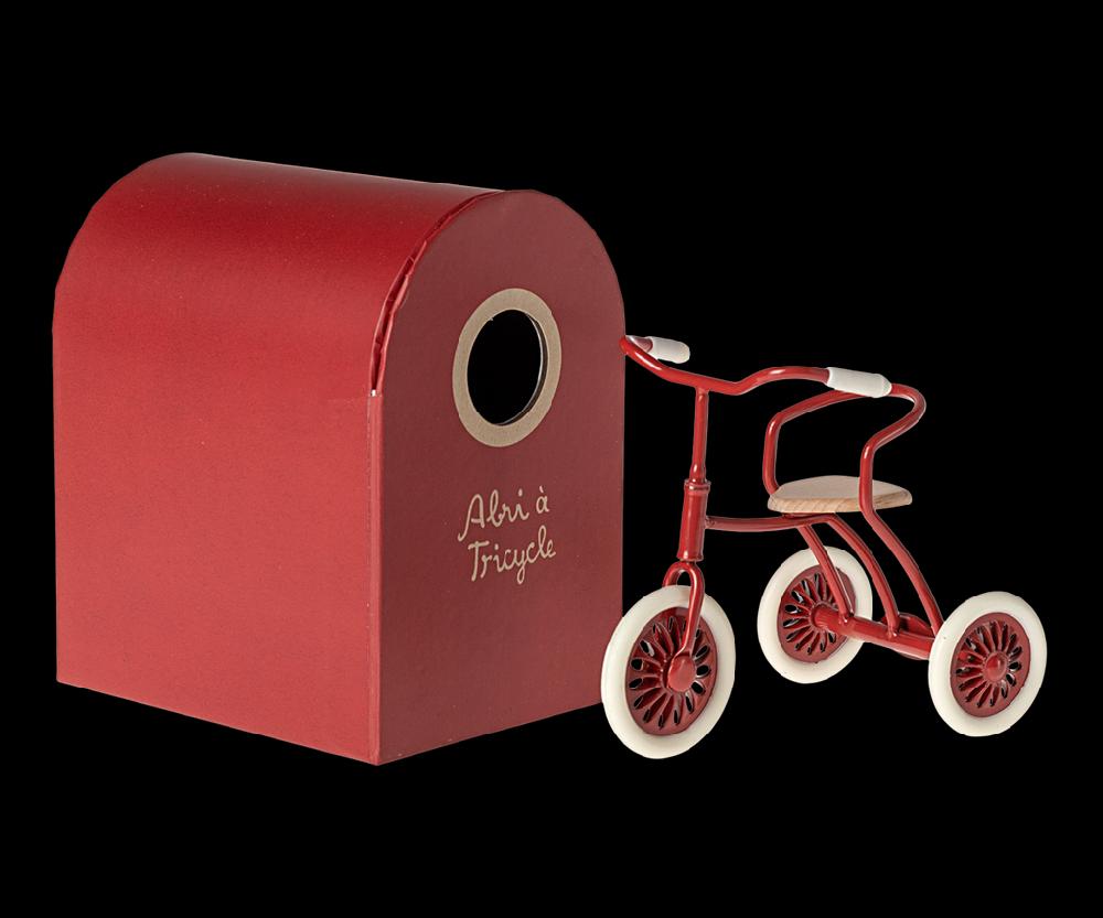 greige Maileg Tricycle for Big Brother or Big Sister Mouse - Red