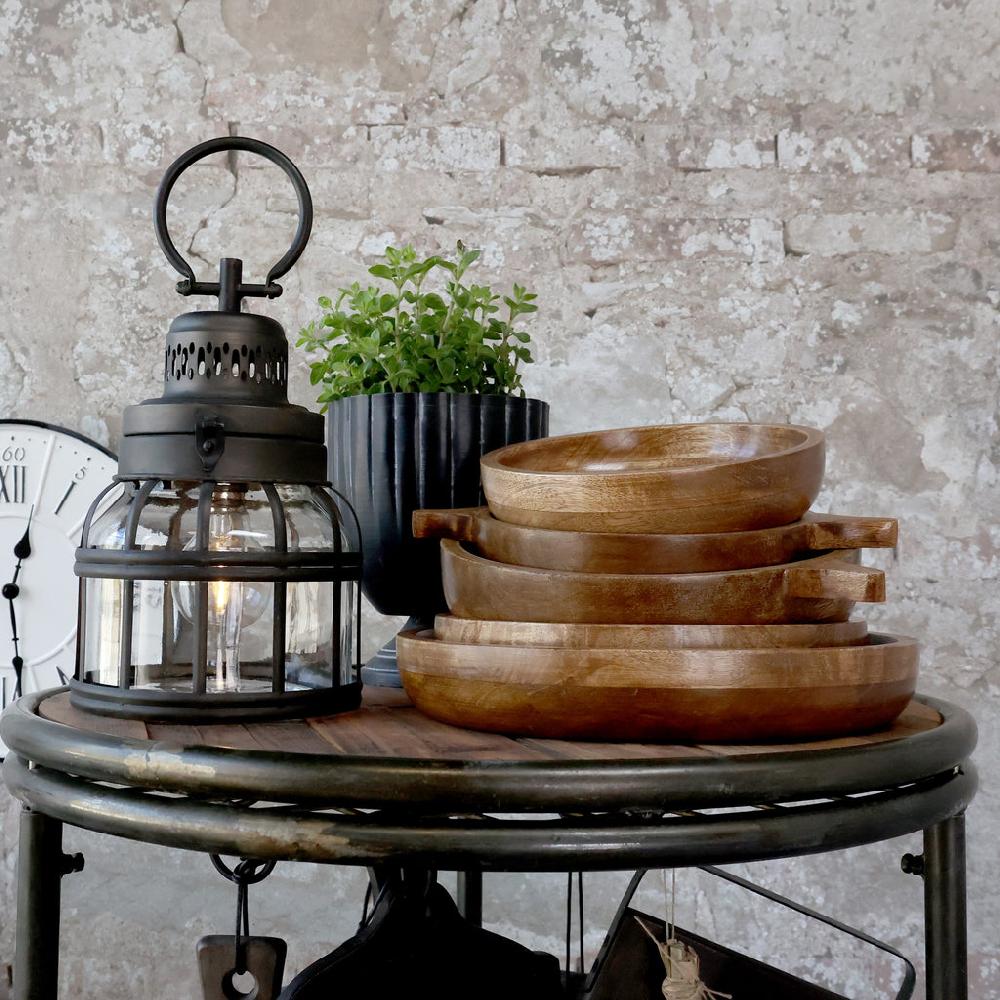 Greige Mango Wood Bowl With Black Interior - Three Sizes