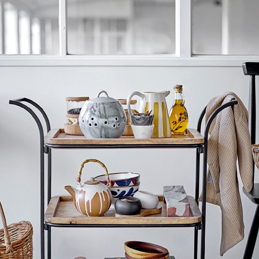 Greige Marble Salt Jar With Spoon - Set Of Three Assorted