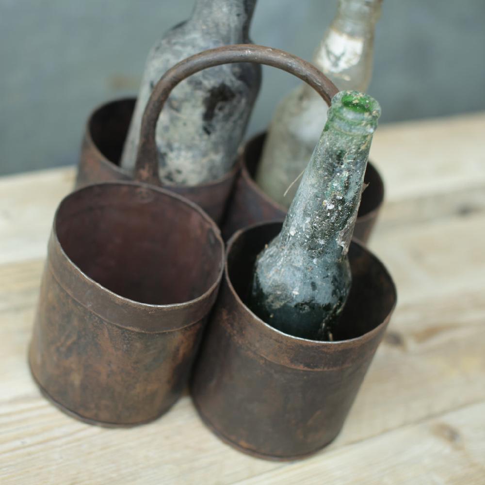 Greige Metal Storage Pot Or Bottle Holder - Three Sizes