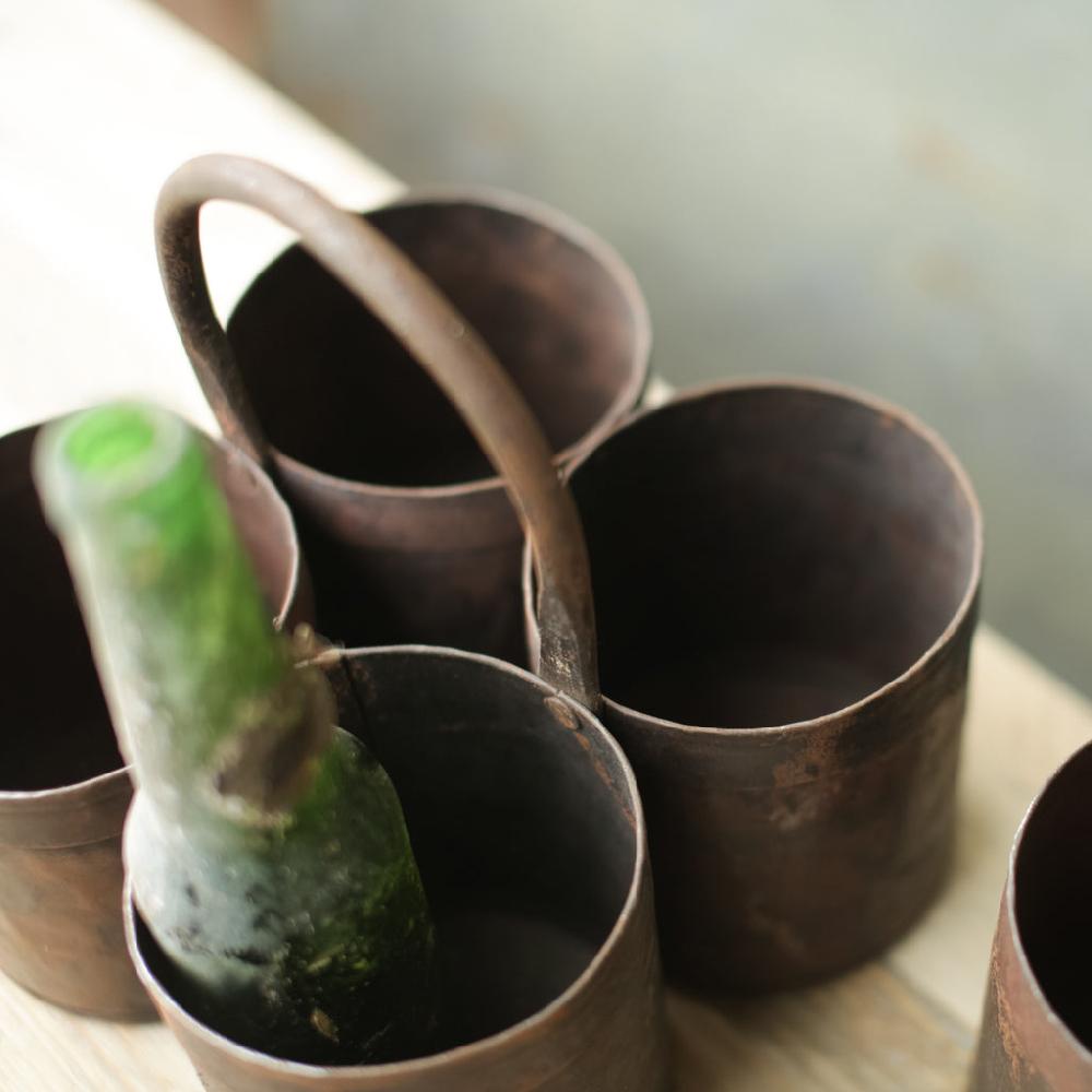 Greige Metal Storage Pot Or Bottle Holder - Three Sizes