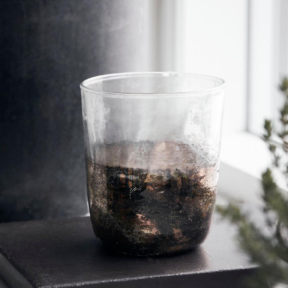 greige Metallic Recycled Glass Tealight Holder - Gem - House Doctor Denmark