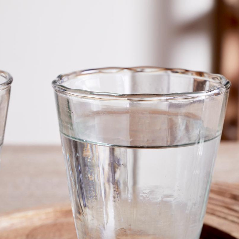 Greige Minati Set Of Four Recycled Glass Footed Tumblers