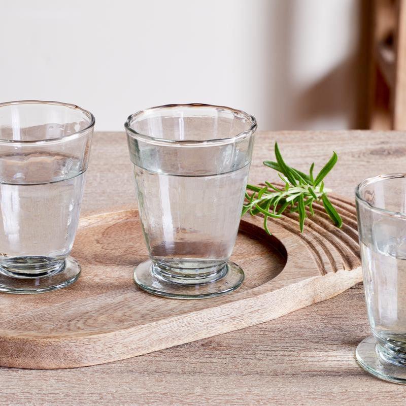 Greige Minati Set Of Four Recycled Glass Footed Tumblers