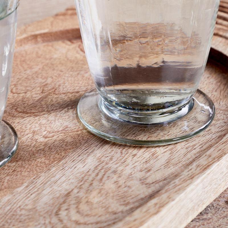 Greige Minati Set Of Four Recycled Glass Footed Tumblers