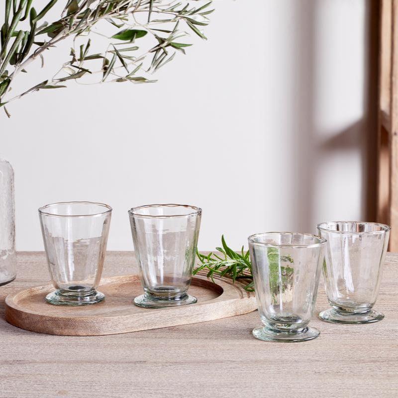 greige Minati Set of Four Recycled Glass Footed Tumblers