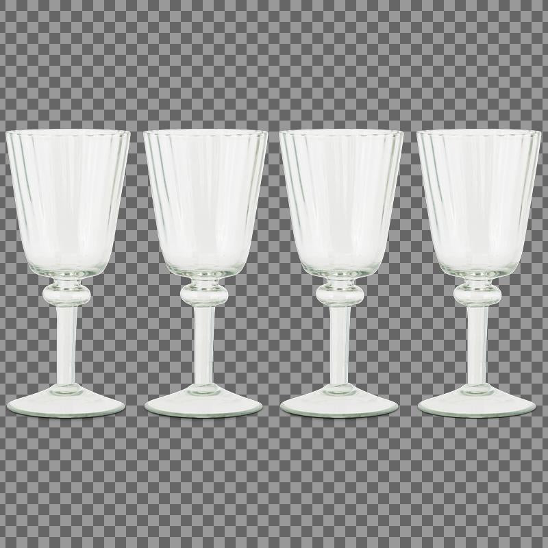 Greige Minati Set Of Four Recycled Glass Ribbed Wine Glasses