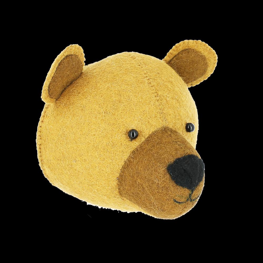 Greige Mini Baby Bear Cub Head By Fiona Walker England