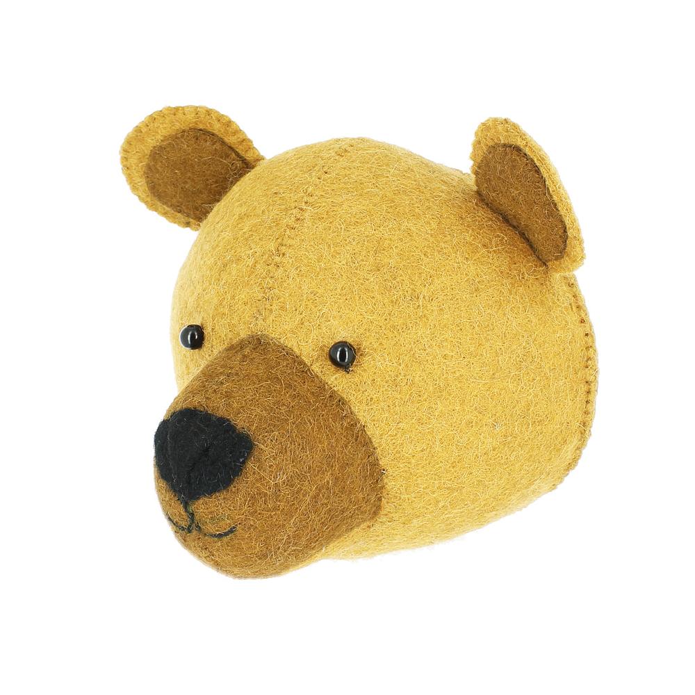 Greige Mini Baby Bear Cub Head By Fiona Walker England