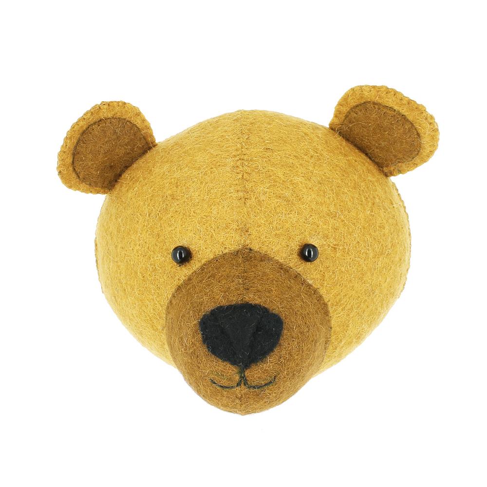 greige Mini Baby Bear Cub Head by Fiona Walker England