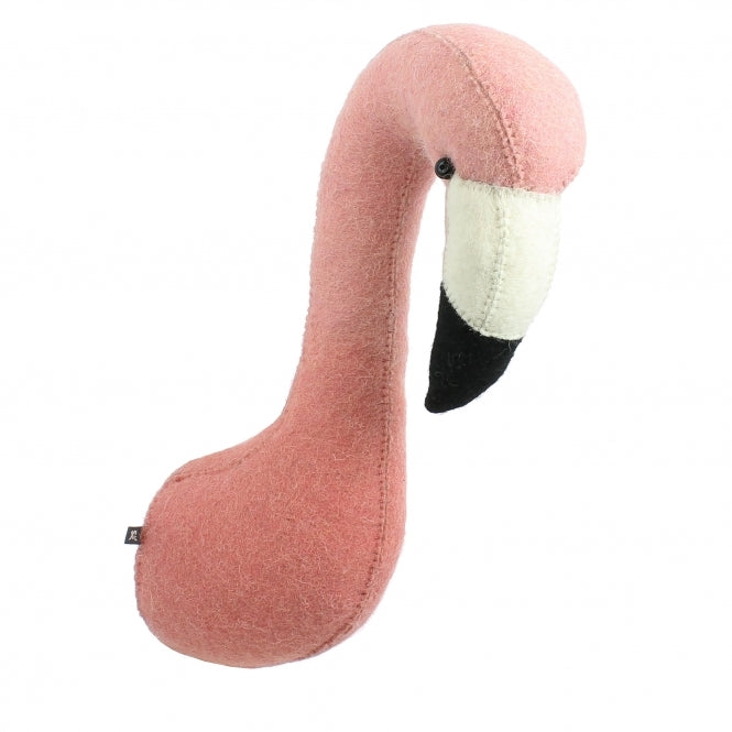 greige Mini Dip Dyed Flamingo Head by Fiona Walker England