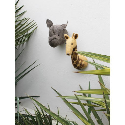 Greige Mini Giraffe Felt Wall Head By Fiona Walker England
