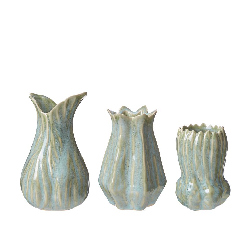 Greige Mini Stoneware Bud Vase - Various Styles - Green