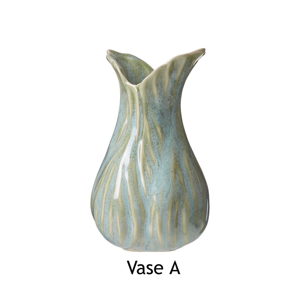 Greige Mini Stoneware Bud Vase - Various Styles - Green