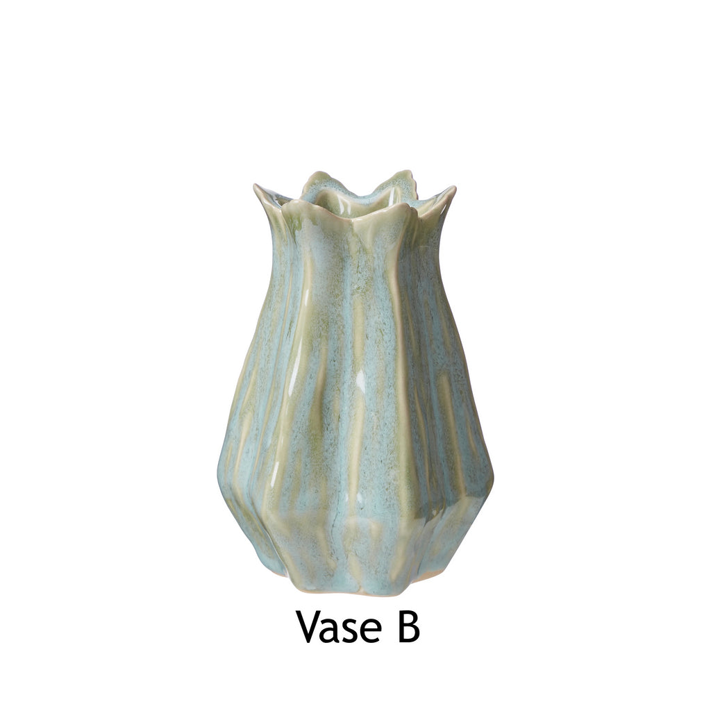 Greige Mini Stoneware Bud Vase - Various Styles - Green