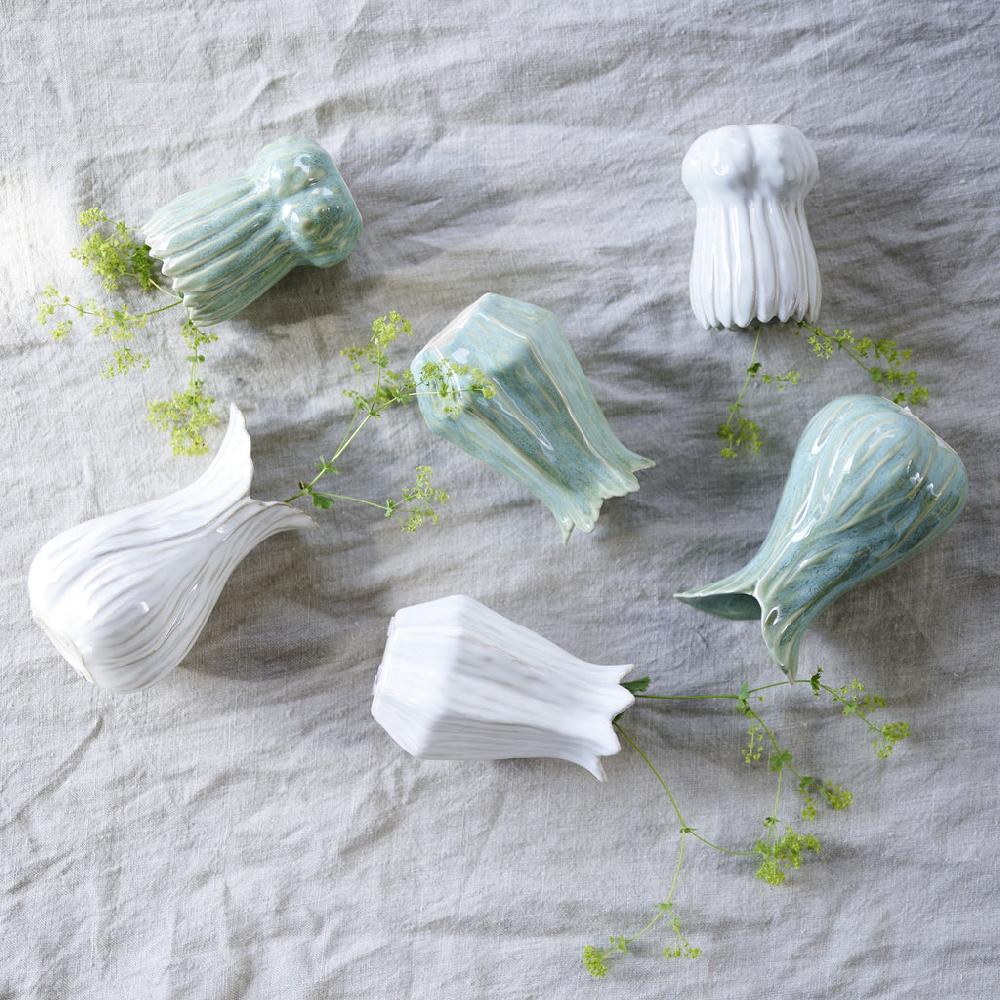 greige Mini Stoneware Bud Vase - Various Styles - Green