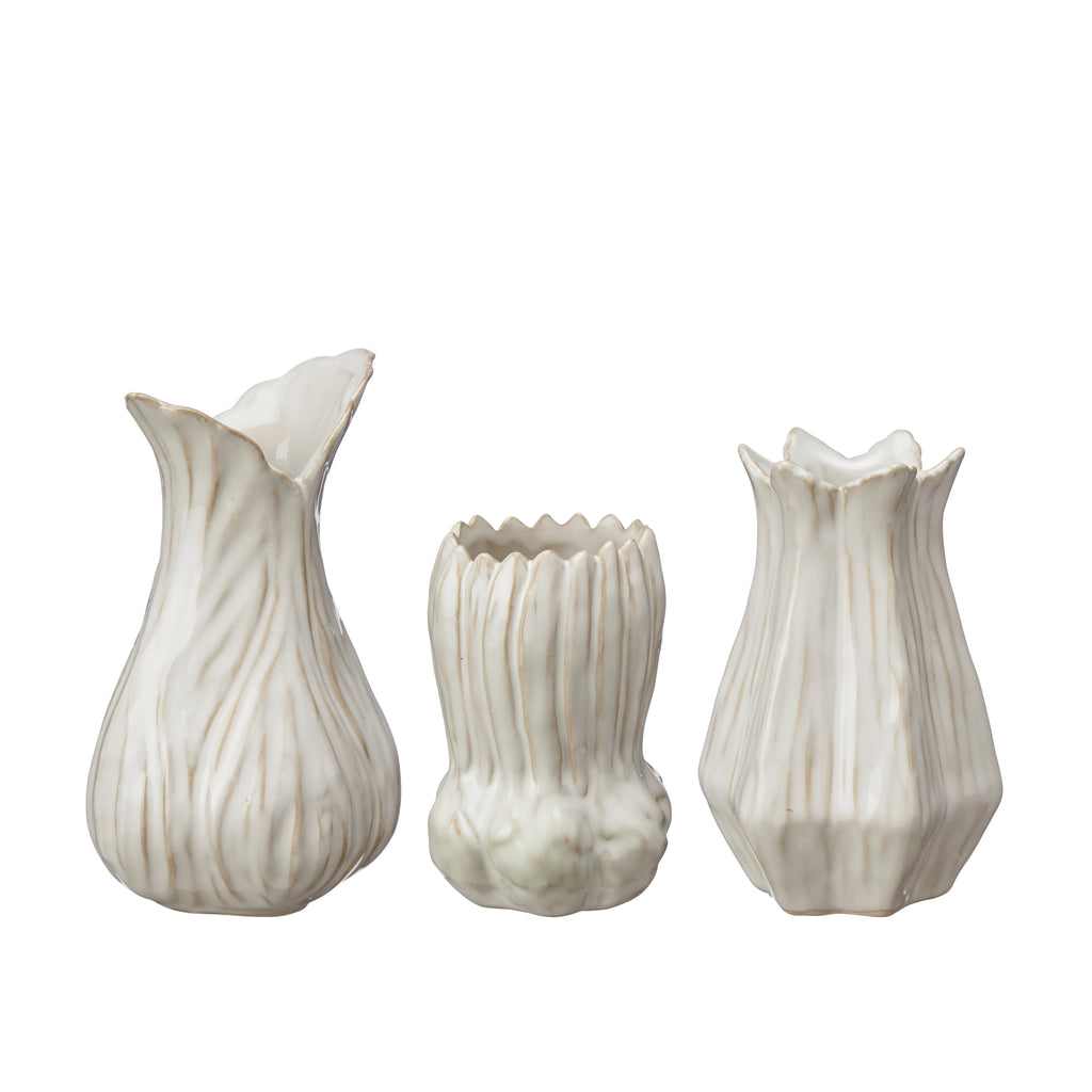 Greige Mini Stoneware Bud Vase - Various Styles - Off-White
