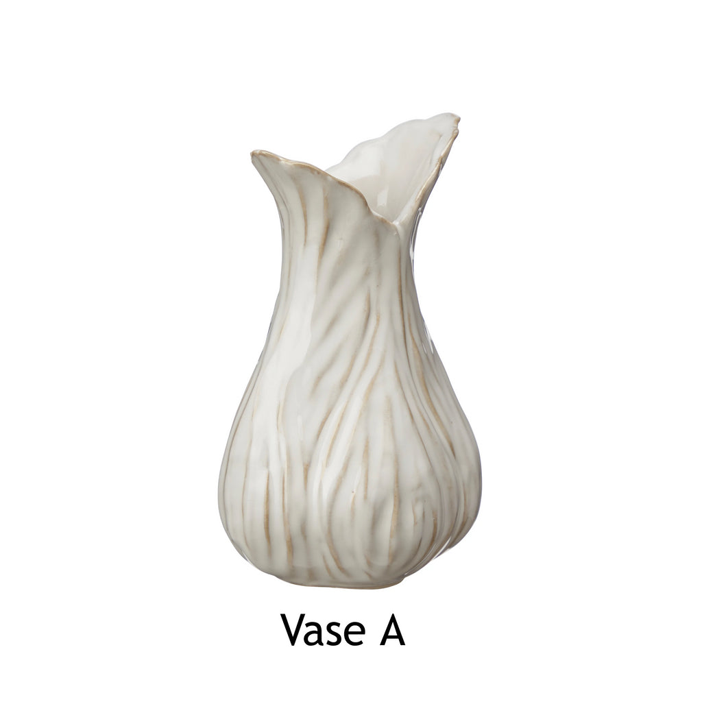 Greige Mini Stoneware Bud Vase - Various Styles - Off-White
