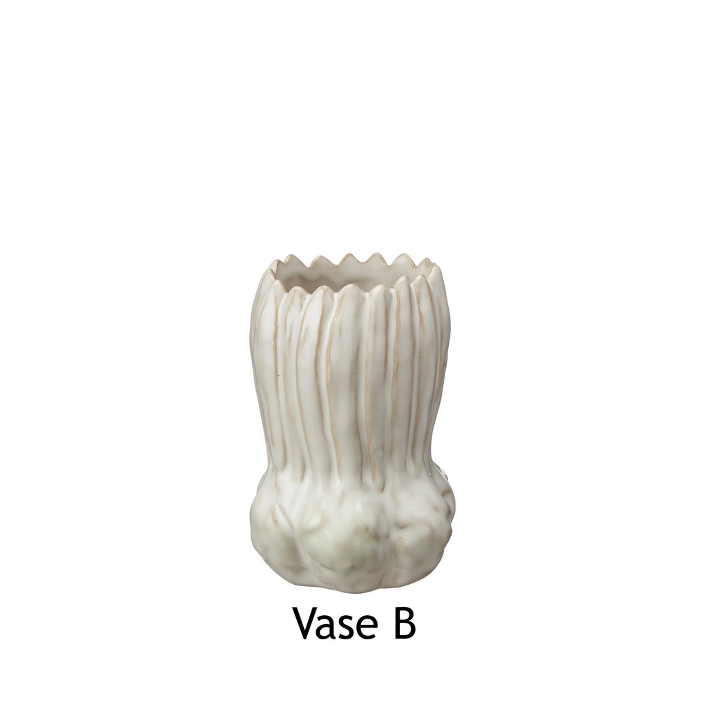 Greige Mini Stoneware Bud Vase - Various Styles - Off-White