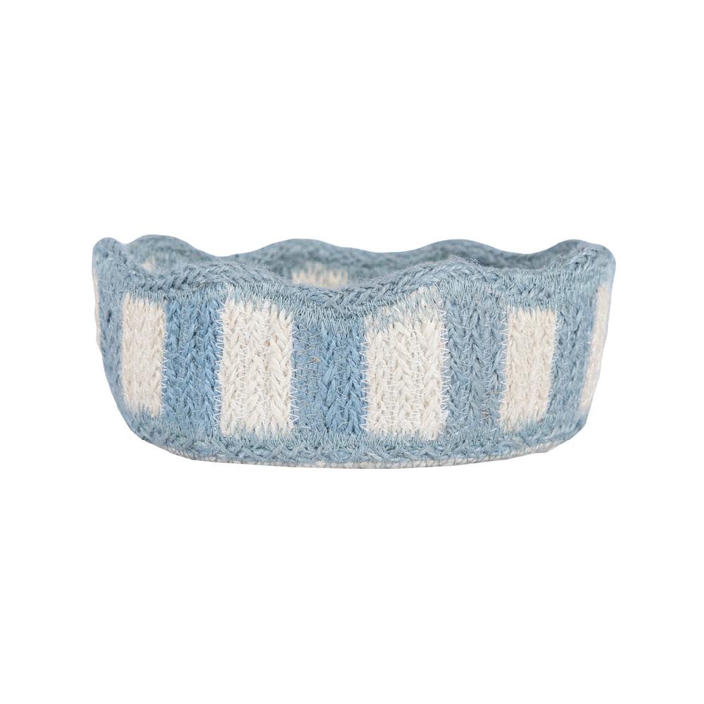 greige Mini Tulip Basket - Braided Rug Company - Light Blue