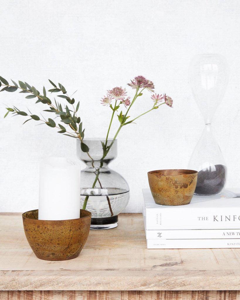 greige Mustard Metal Tealight Holder - Etnik - House Doctor Denmark