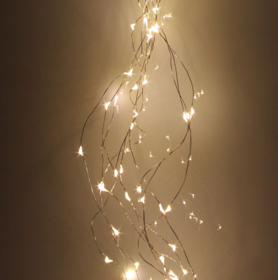 Greige Naked Wire Fairy Lights - Cascade Version - Silver Wire